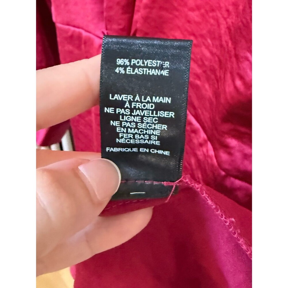 Mila Mae Twist Front Long Sleeve Satin Midi Shirtdress in Wine M - Picture 6 of 12